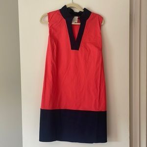 Sail to Sable salmon and navy shift dress